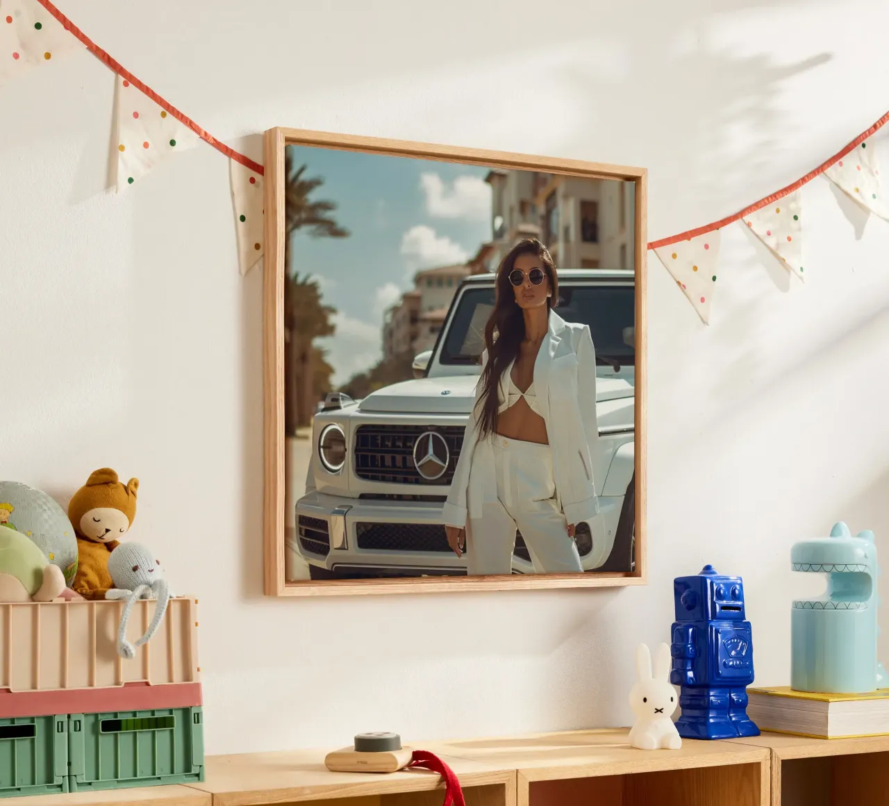 Witte machtsbeweging canvas met Baklijst van StillVibe Home