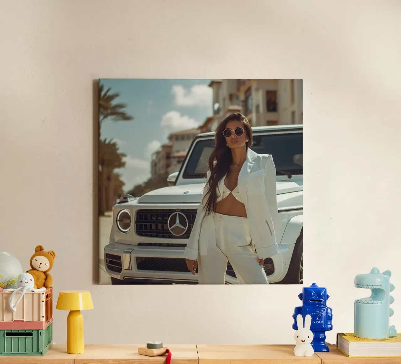 Witte machtsbeweging canvas met Baklijst van StillVibe Home