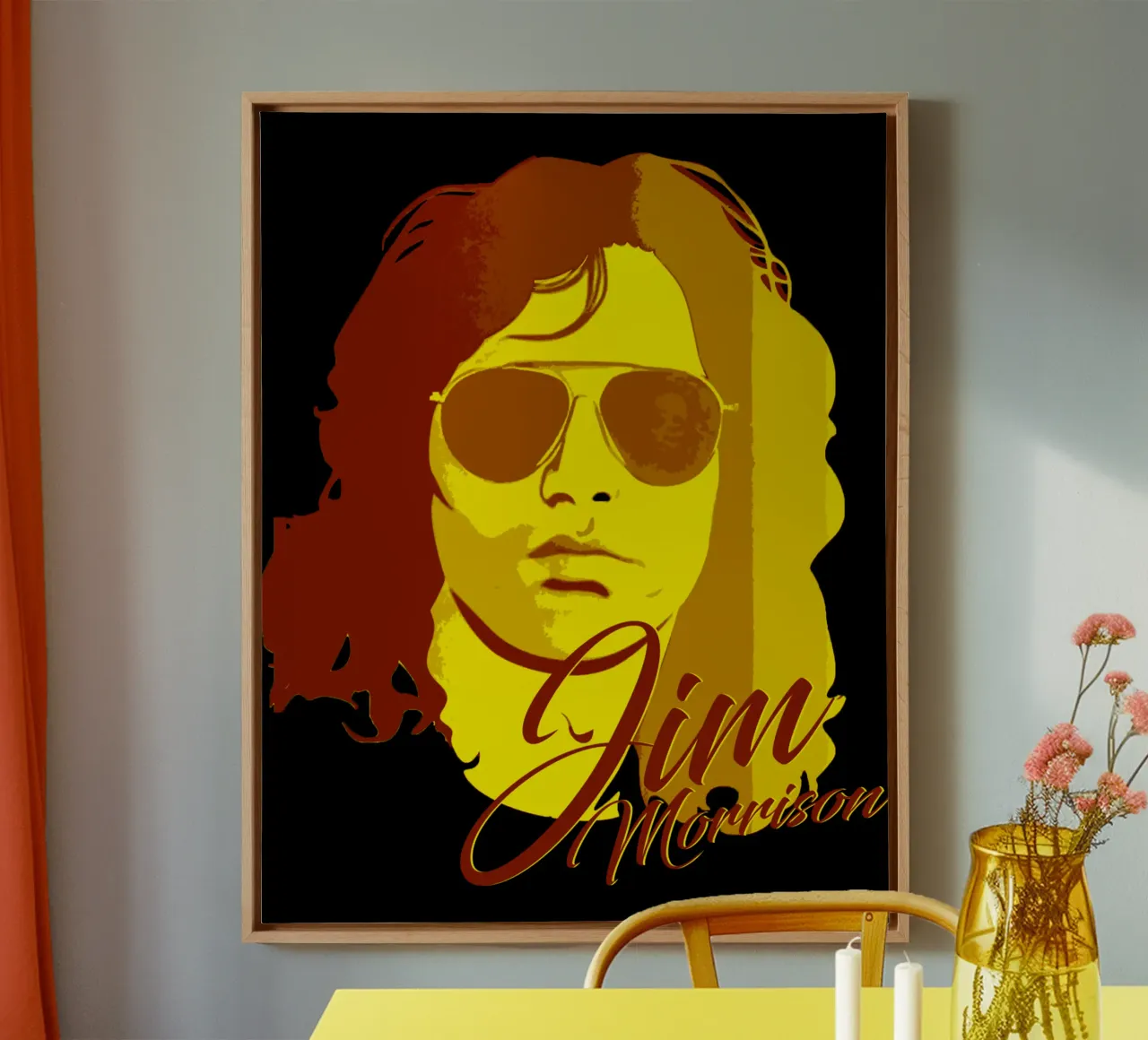 Jim Morrison zanger gezicht canvas met Baklijst van mannys_artt