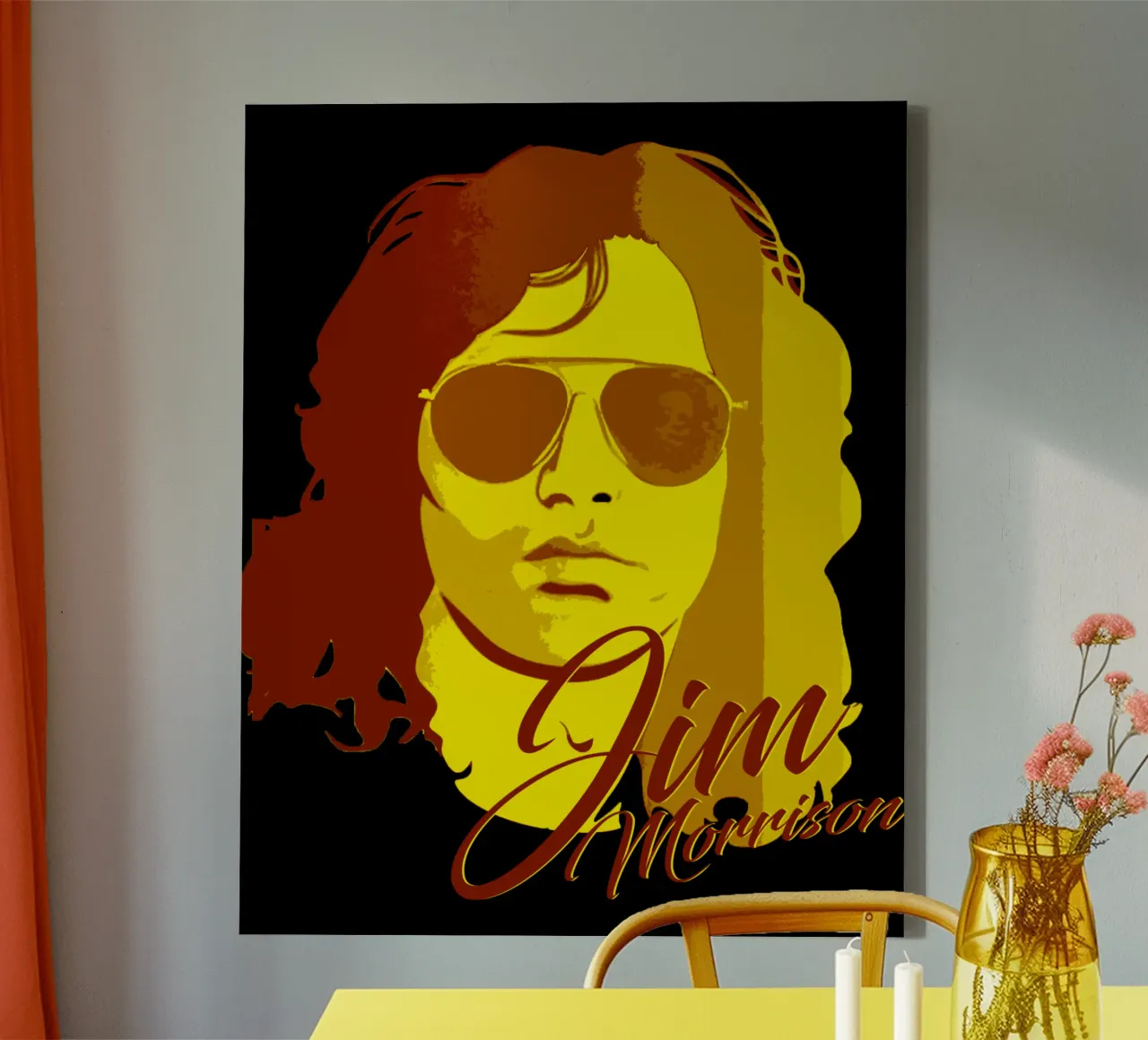 Jim Morrison zanger gezicht canvas met Baklijst van mannys_artt