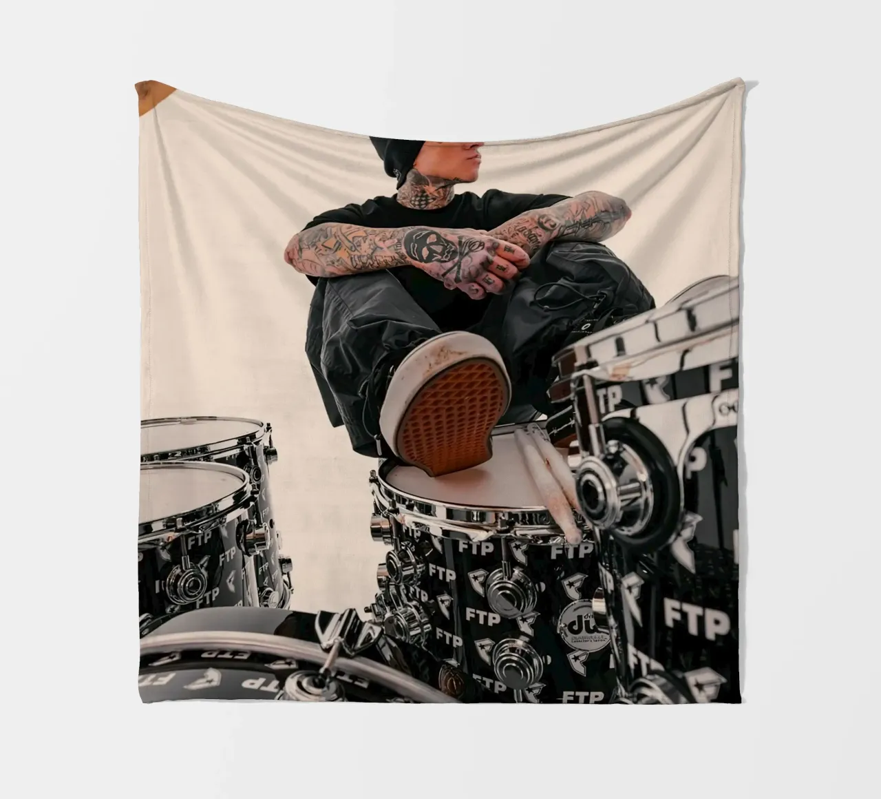 Travis Barker Blink 182 coperta in pile da Musadad Shop