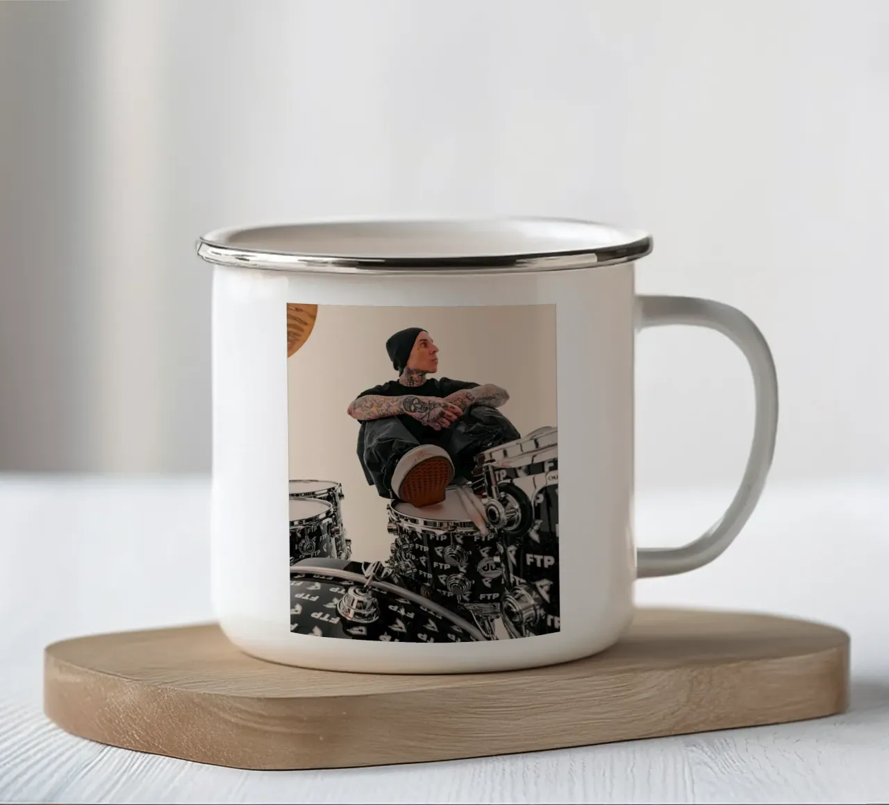 Travis Barker Blink 182 tazza in smalto da Musadad Shop