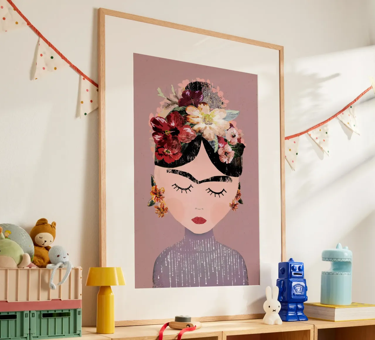 Frida (Pastel) poster met kunststof frame van treechild