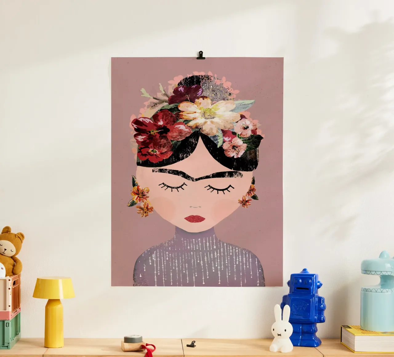 Frida (Pastel) poster met kunststof frame van treechild