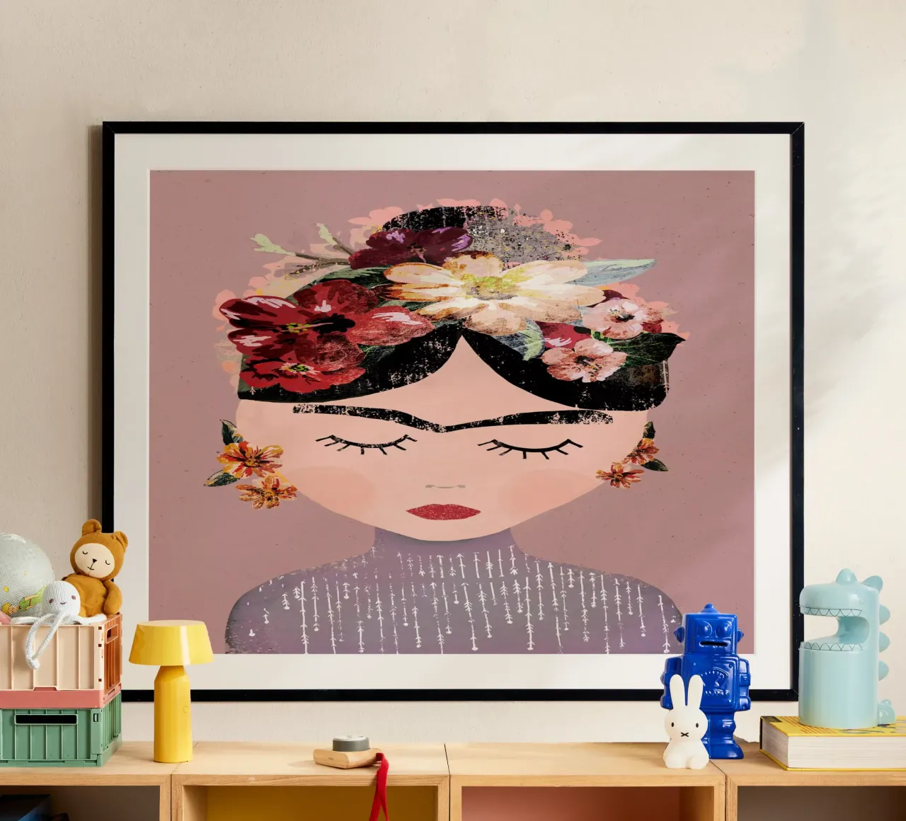 Frida (Pastel) poster met kunststof frame van treechild