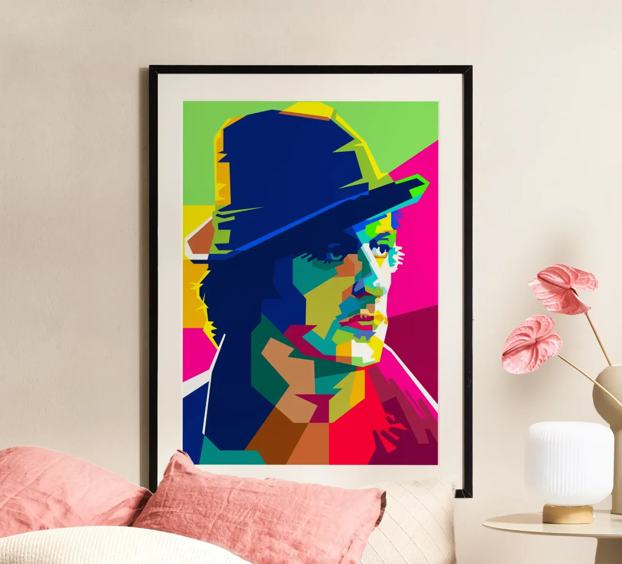Sylvester Stallone Attore cinematografico Arte WPAP poster con telaio in legno da Artkreator