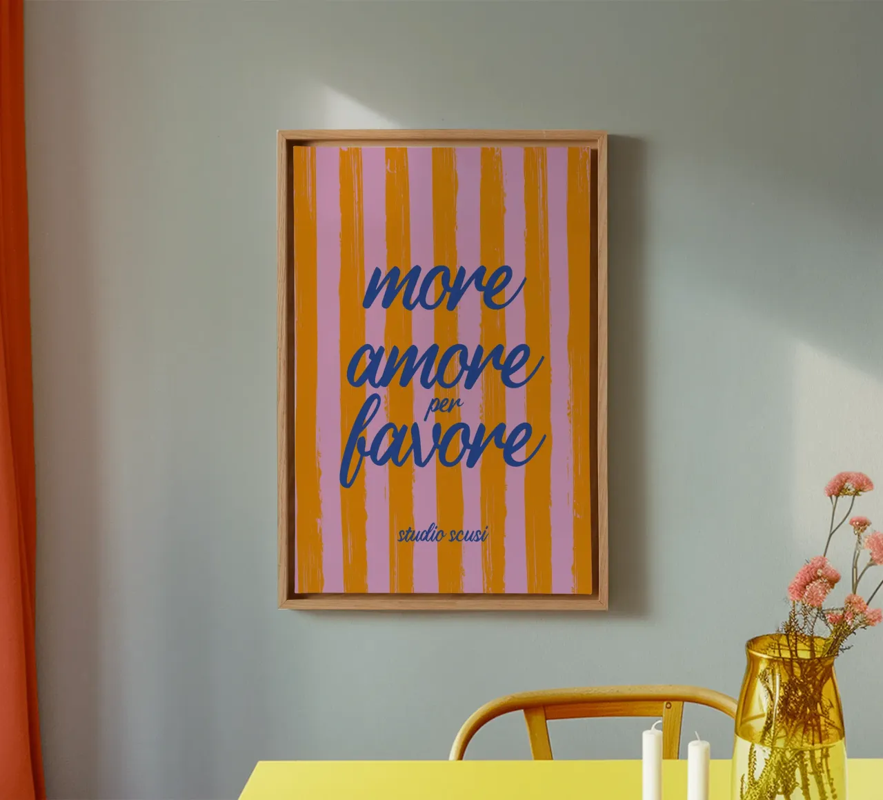 More Amore Per Favore - A Strisce tela con Cornice a cassetta da studio scusi
