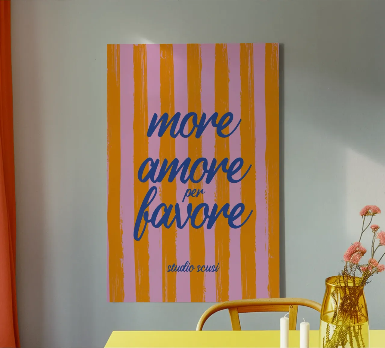 More Amore Per Favore - A Strisce tela con Cornice a cassetta da studio scusi