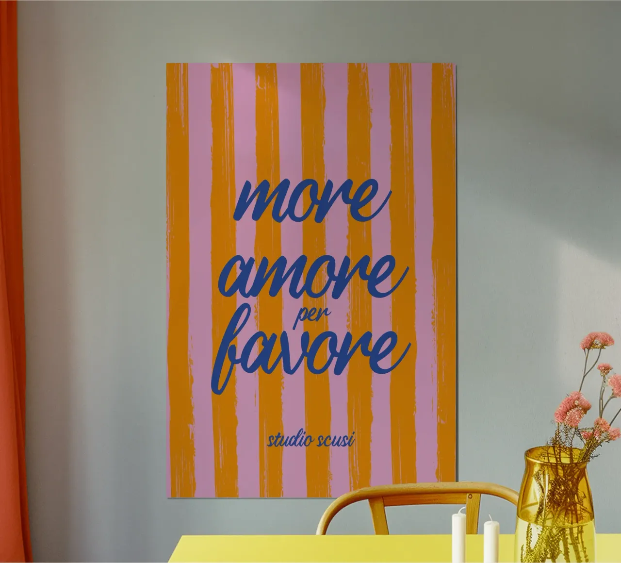 More Amore Per Favore - A Strisce poster con marco de plástico de studio scusi
