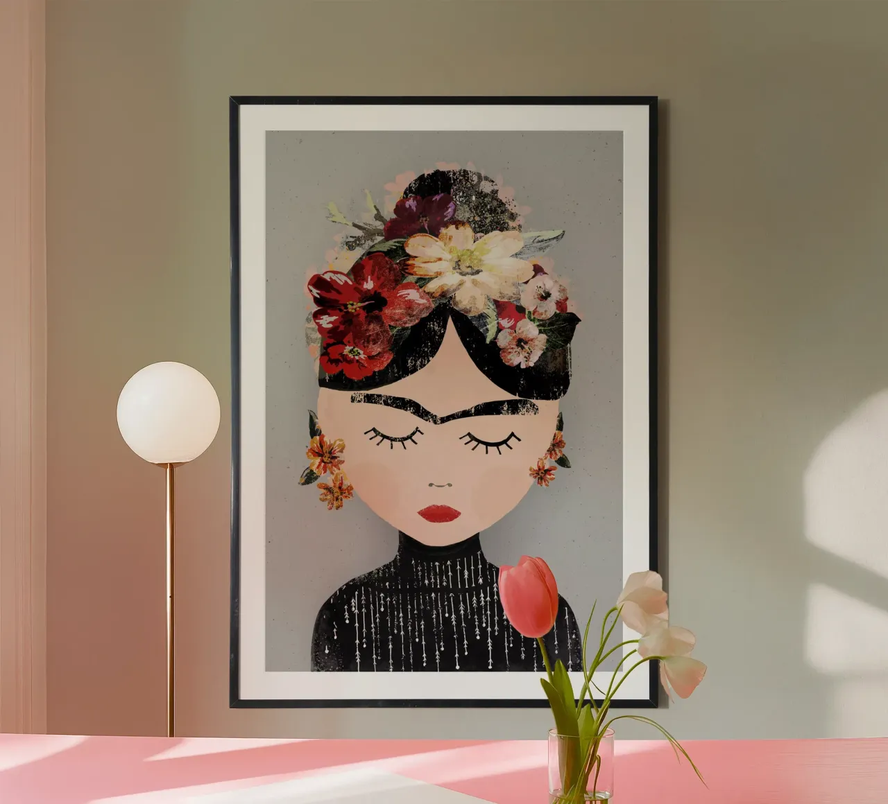 Frida (Special Edition Gray) poster met kunststof frame van treechild