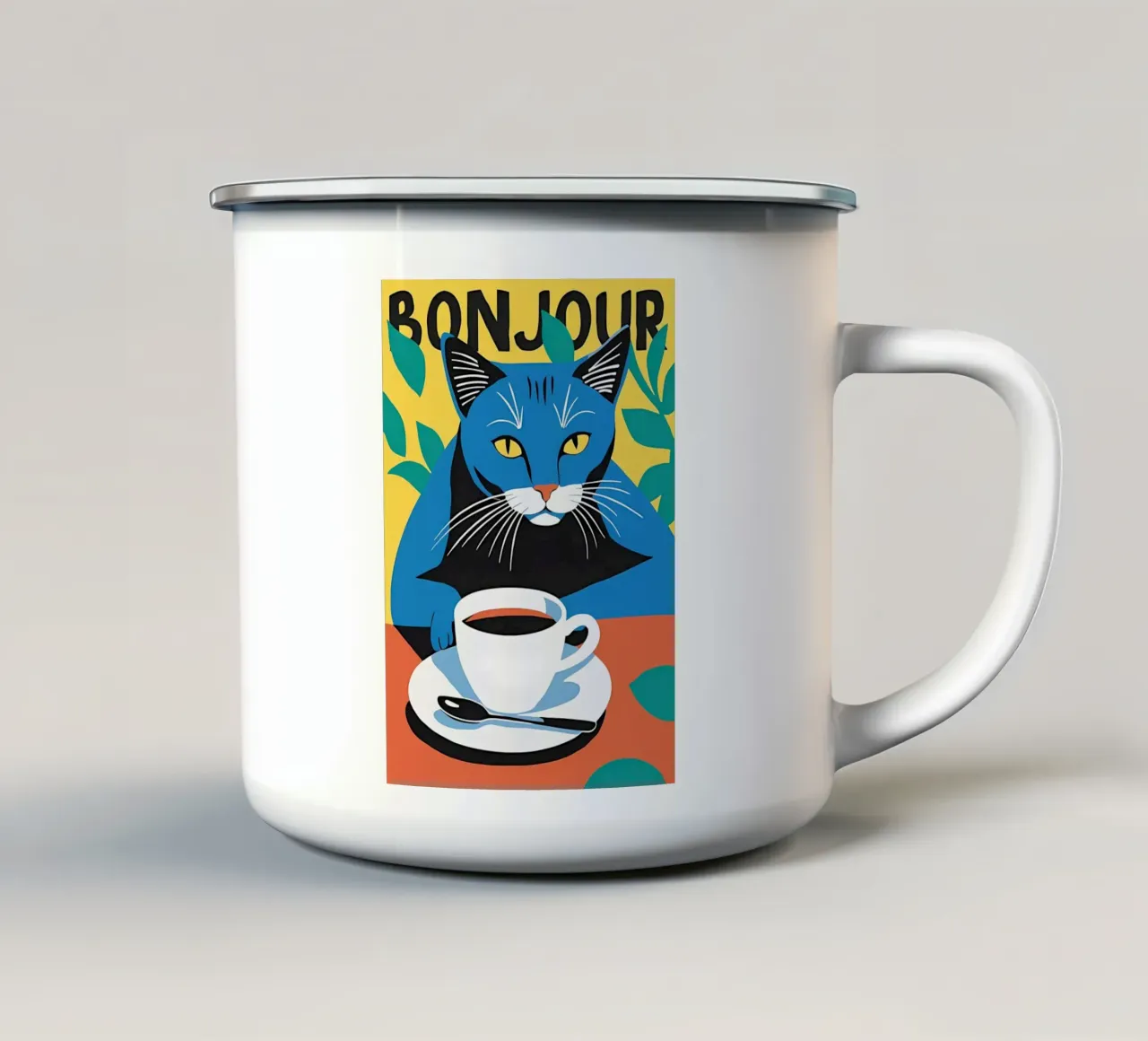 Caffè Bonjour tazza in smalto da Arjun
