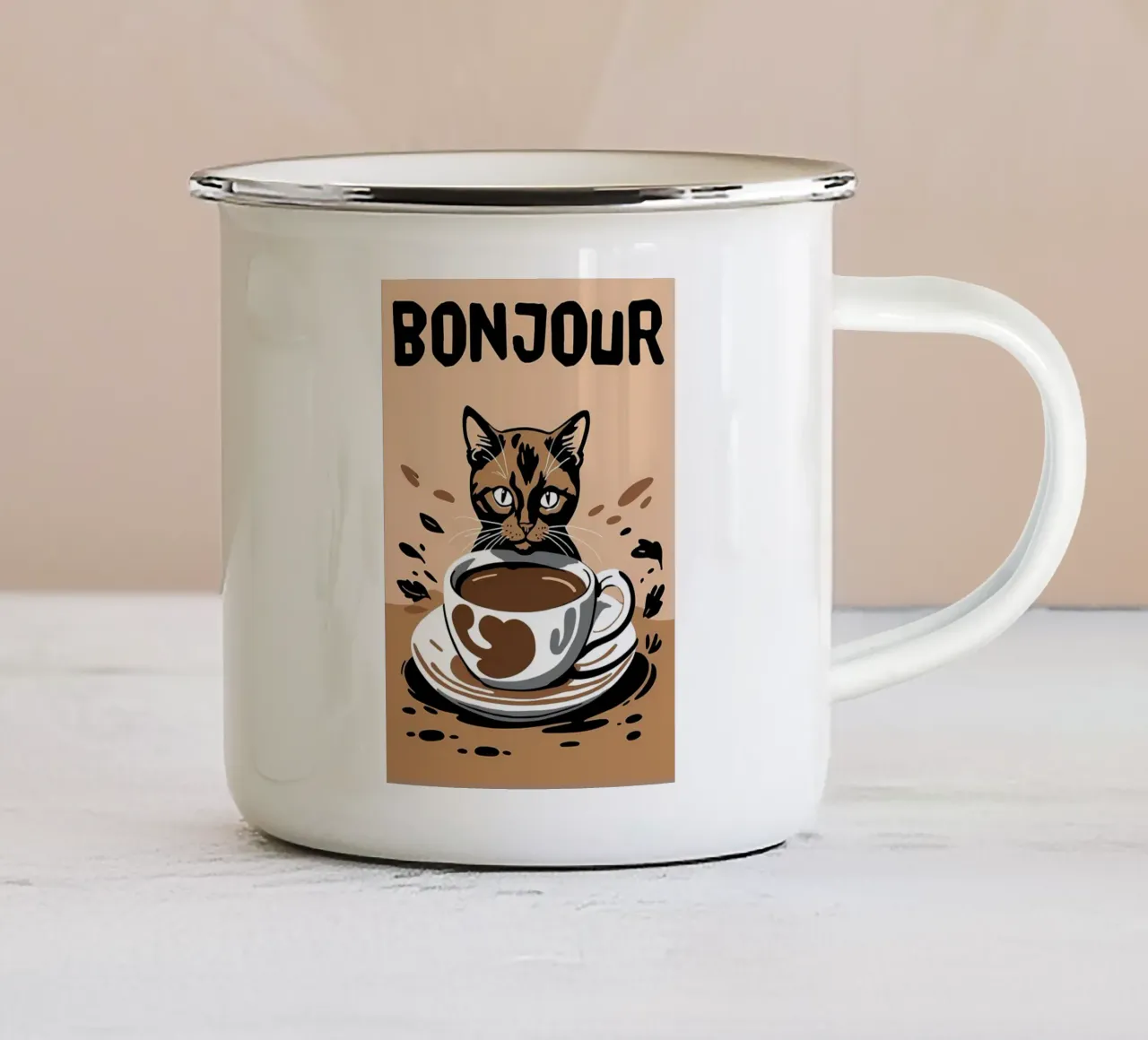 Caffè Bonjour tazza in smalto da Arjun