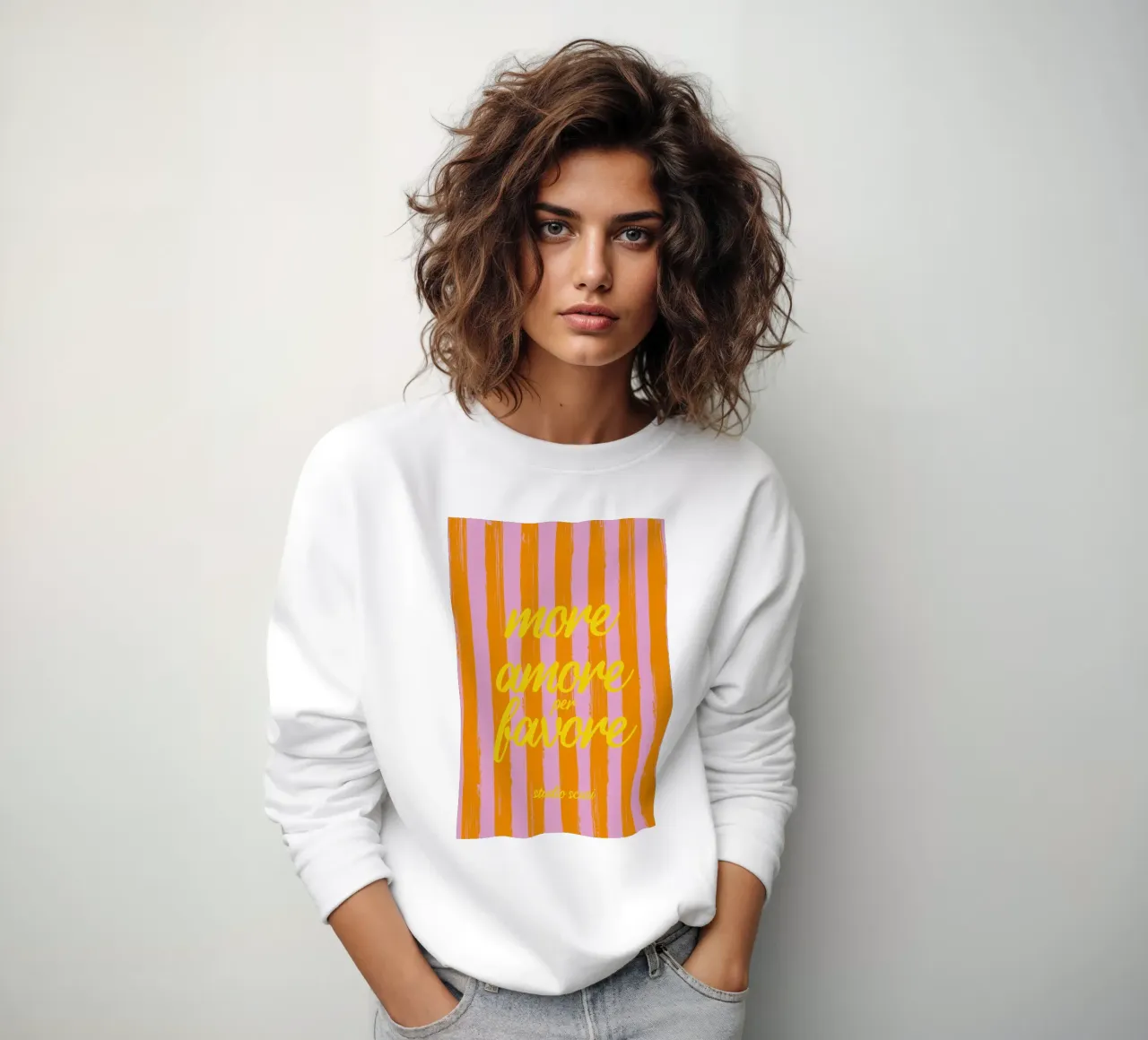 More Amore Per Favore - A Strisce Giallo felpa da studio scusi