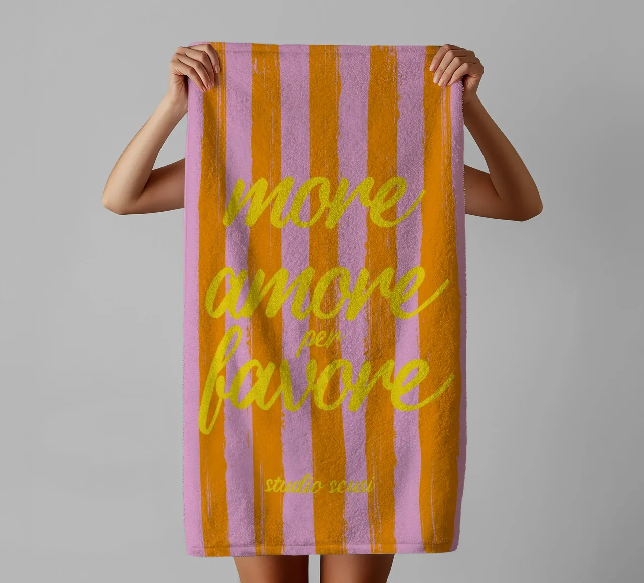 More Amore Per Favore - A Strisce Giallo asciugamano da bagno da studio scusi