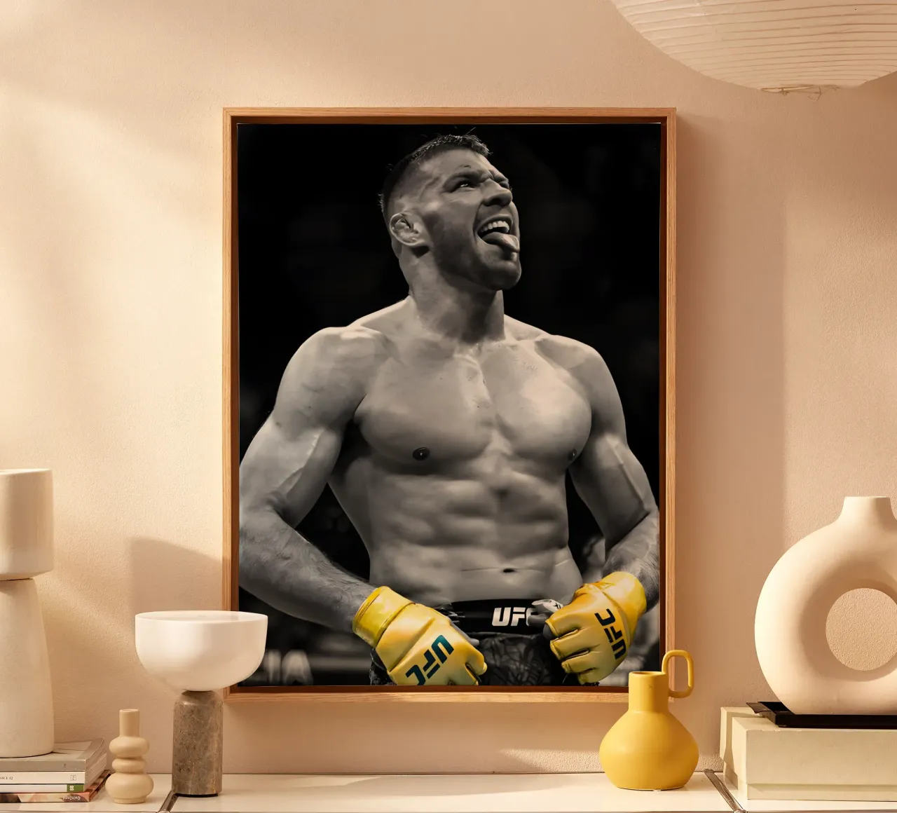 Dricus Du Plessis tela con Cornice a cassetta da Low poly art