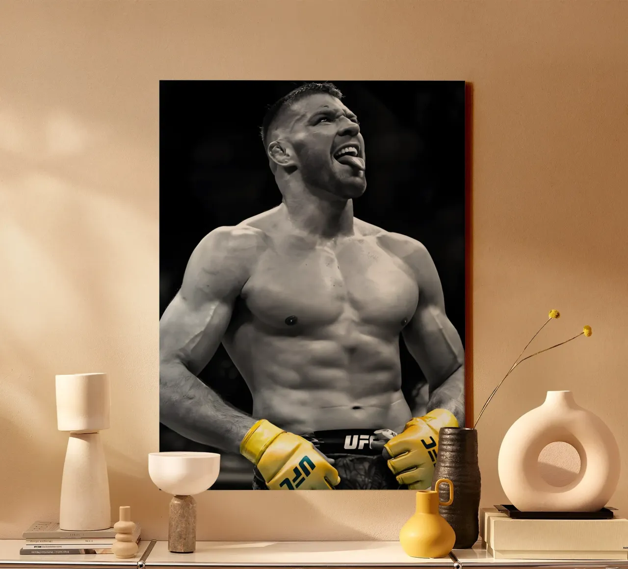 Dricus Du Plessis tela con Cornice a cassetta da Low poly art