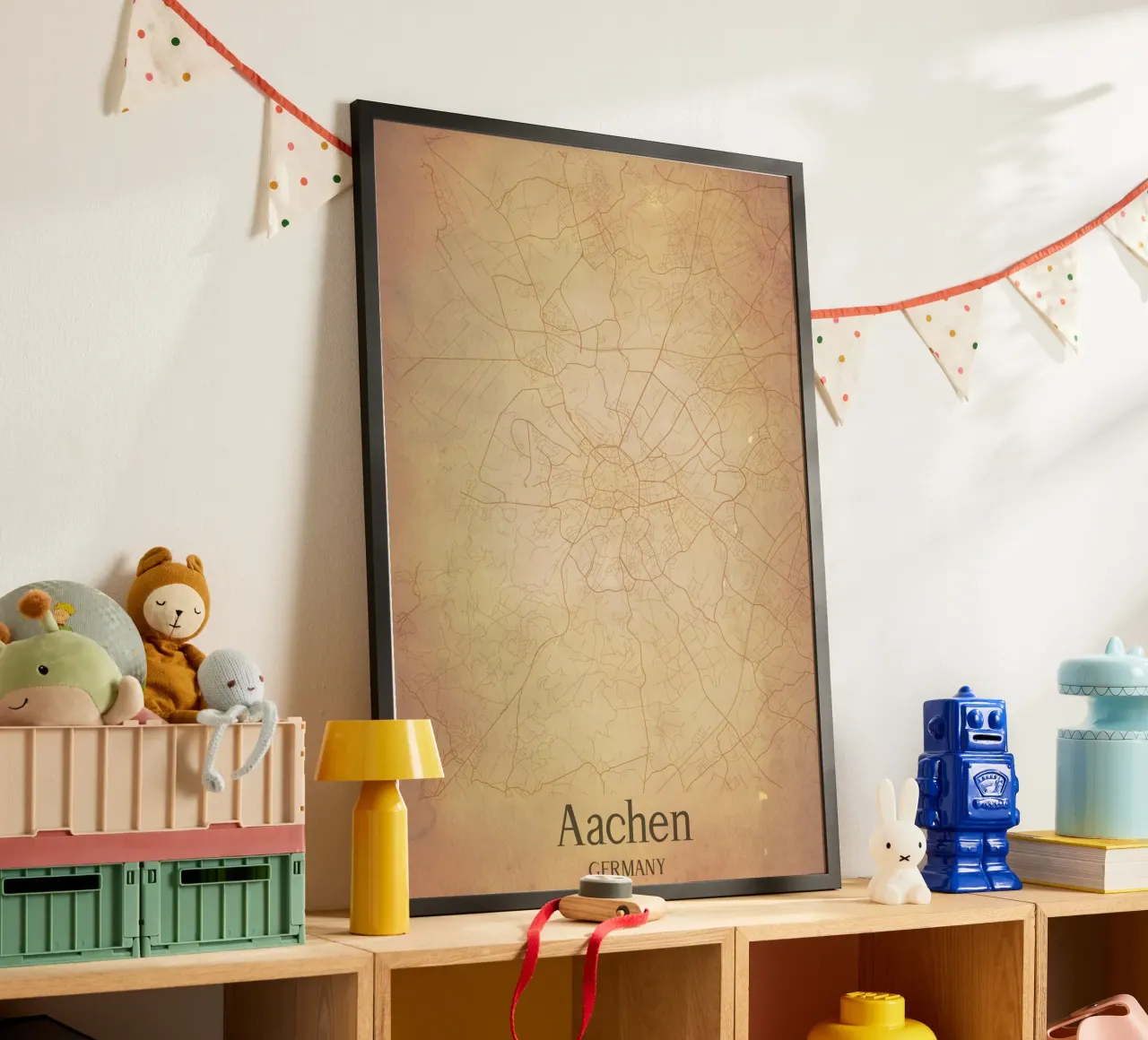 Aachen GERMANY poster con telaio in legno da WorldPrint