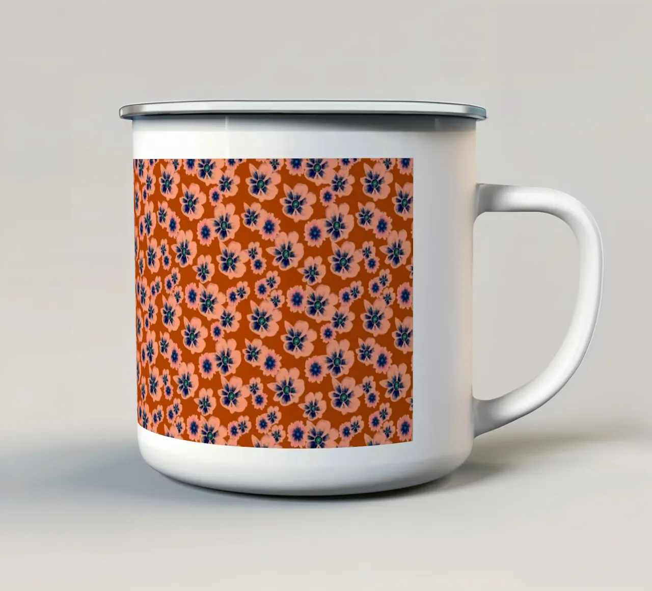 Mini floreale arancione blu tazza in smalto da SilverPegasus