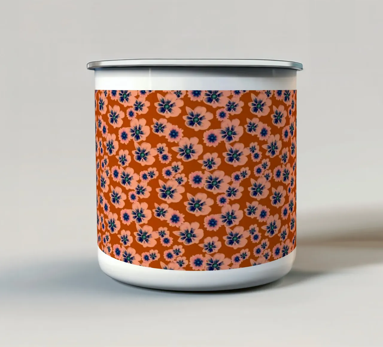 Mini floreale arancione blu tazza in smalto da SilverPegasus