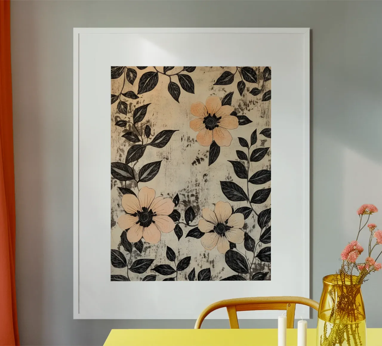 Petalo nero poster con telaio in plastica da Seed & Signal