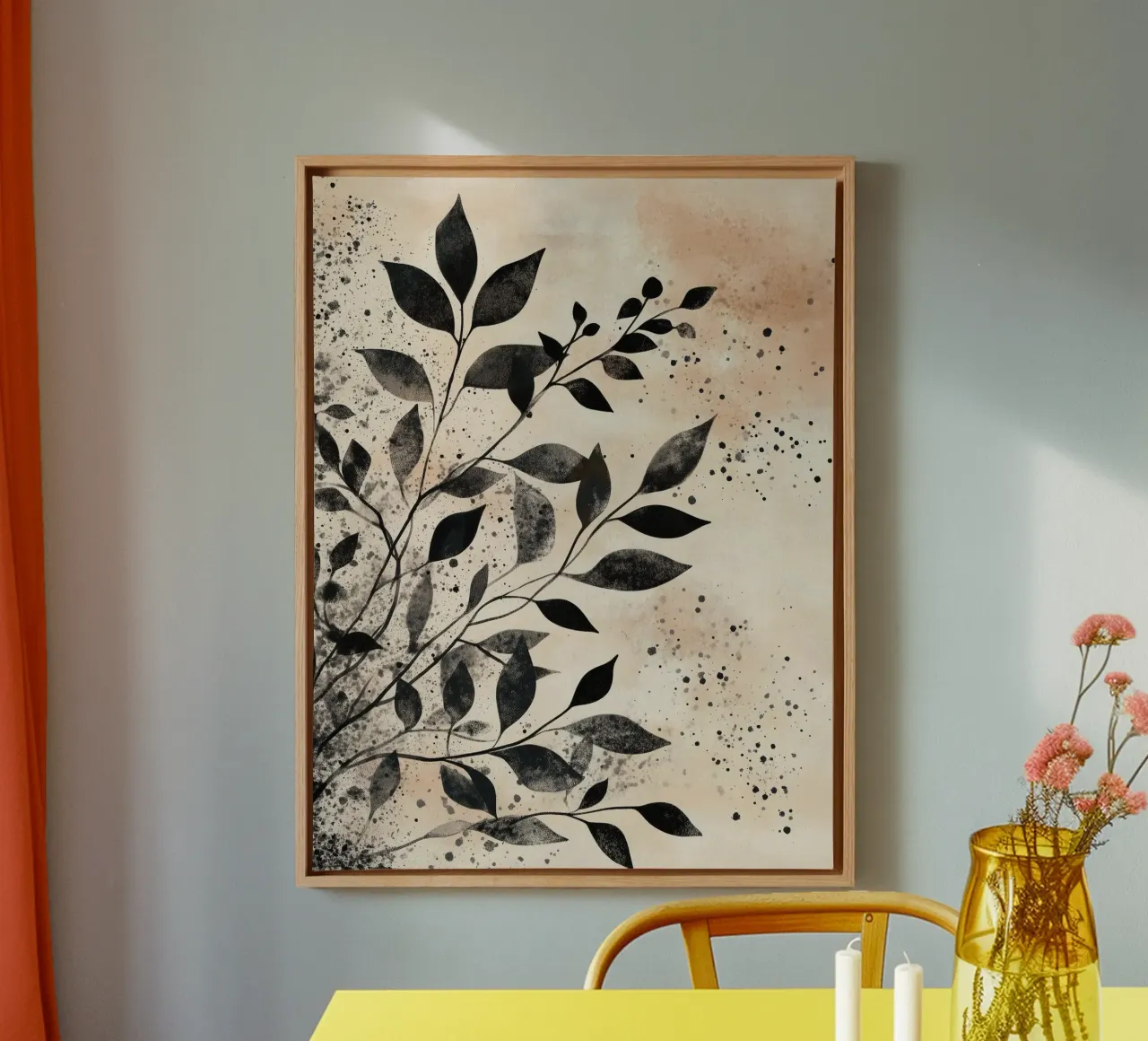 Shadowed Branches canvas with Floater frame by Seed & Signal