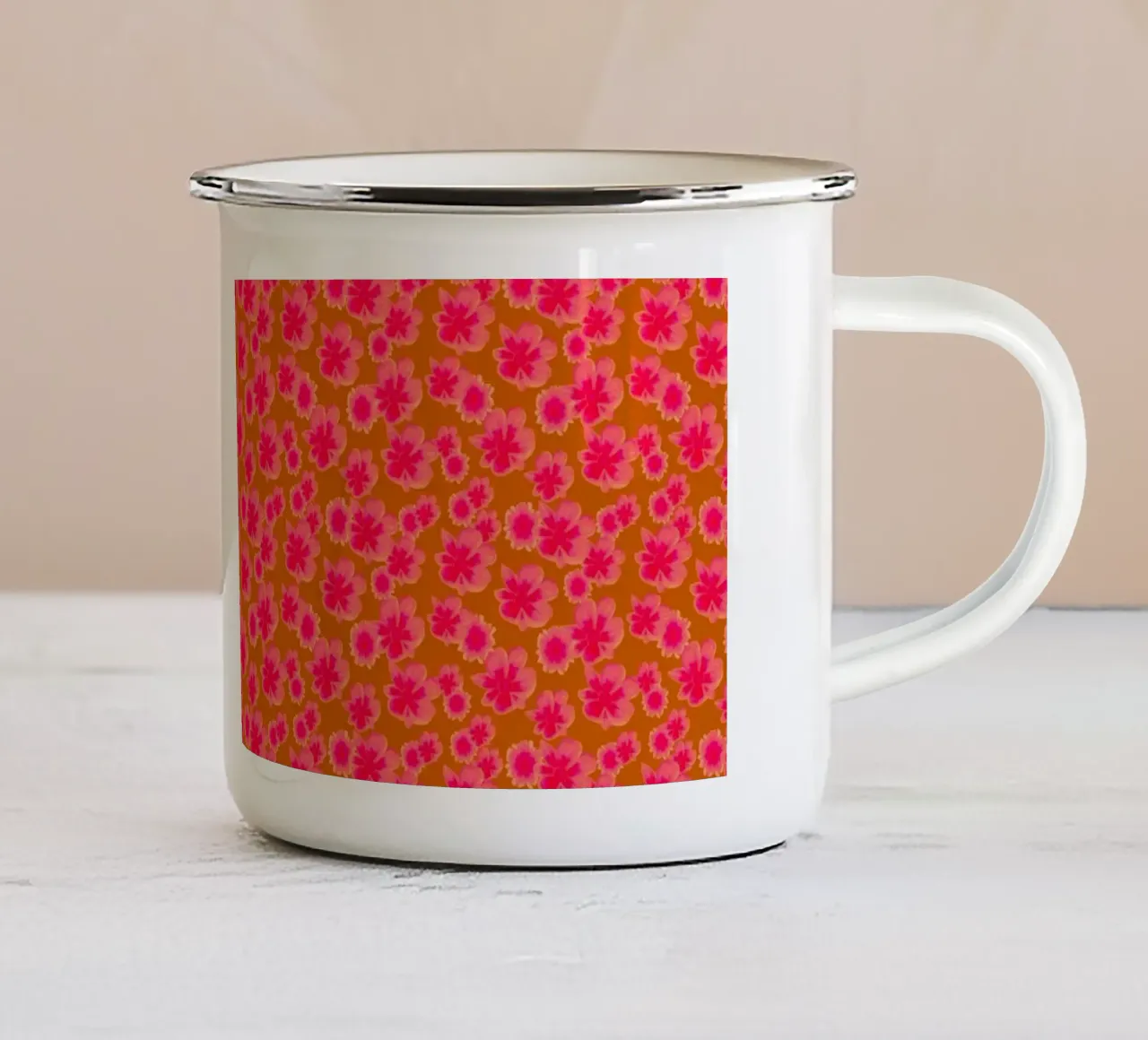 Mini floreale arancione rosa tazza in smalto da SilverPegasus