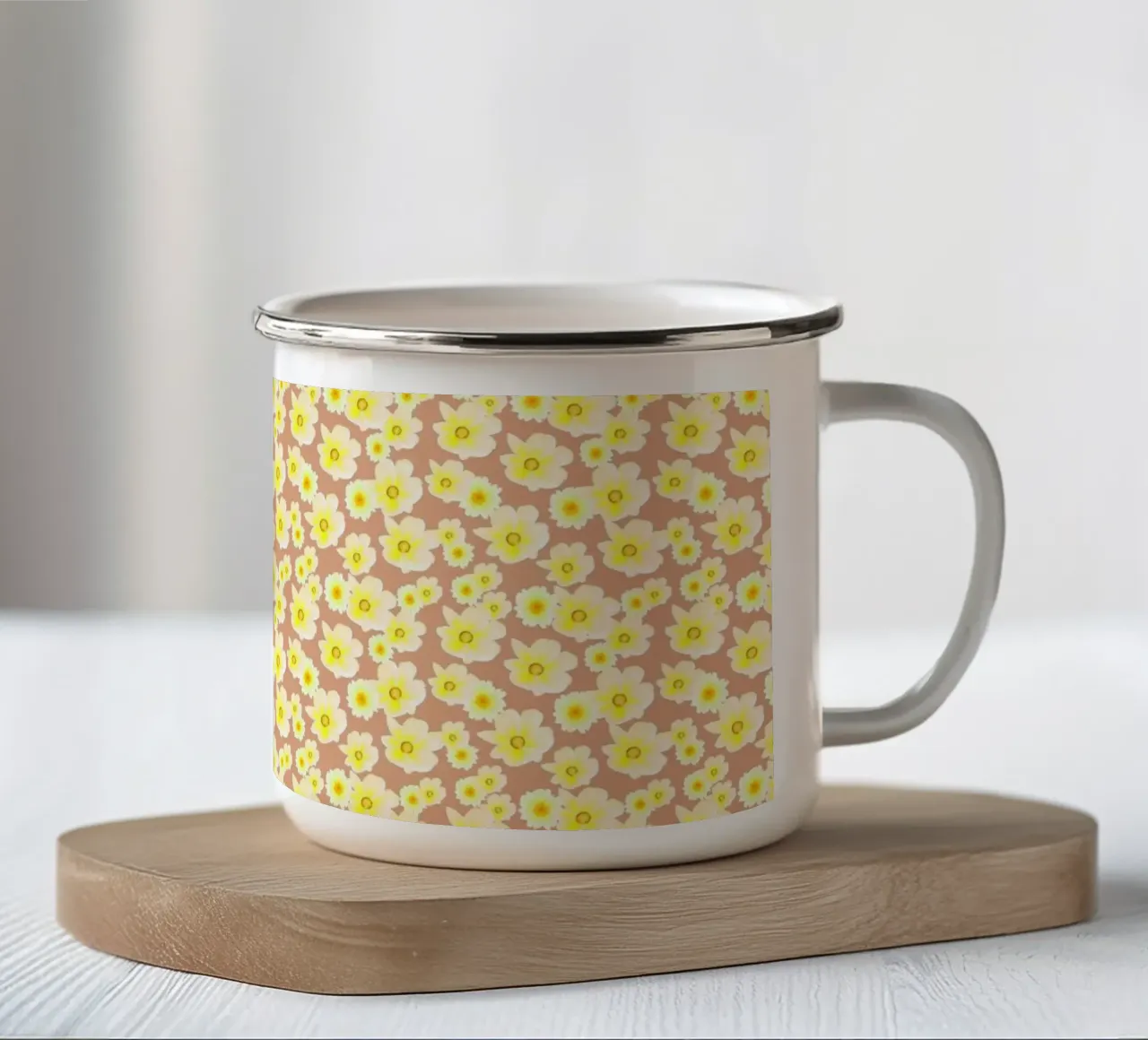 Mini floreale neutro giallo tazza in smalto da SilverPegasus