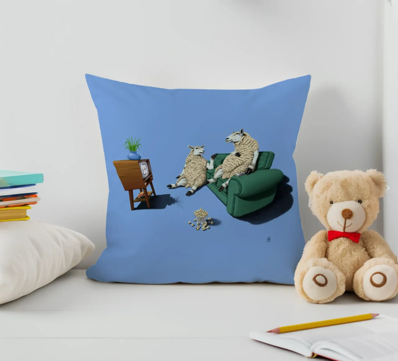 Sheep (Coloured) cuscino da Rob Art | Illustration