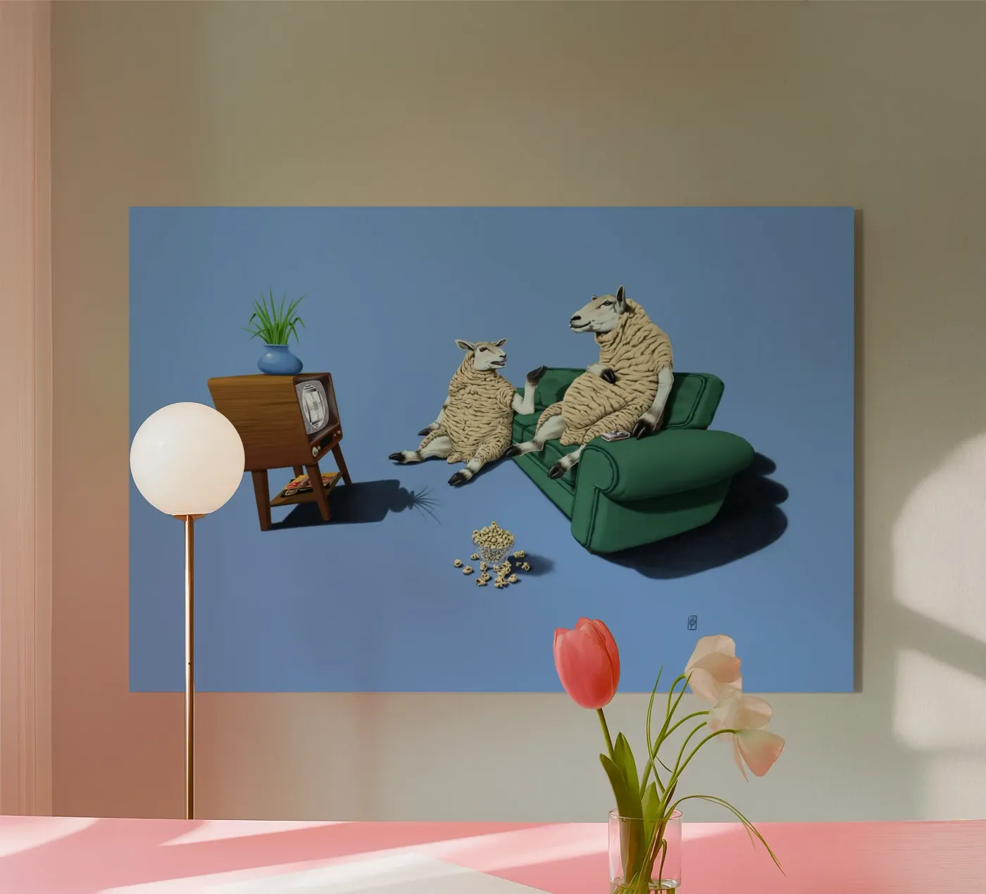 Sheep (Coloured) acryl van Rob Art | Illustration