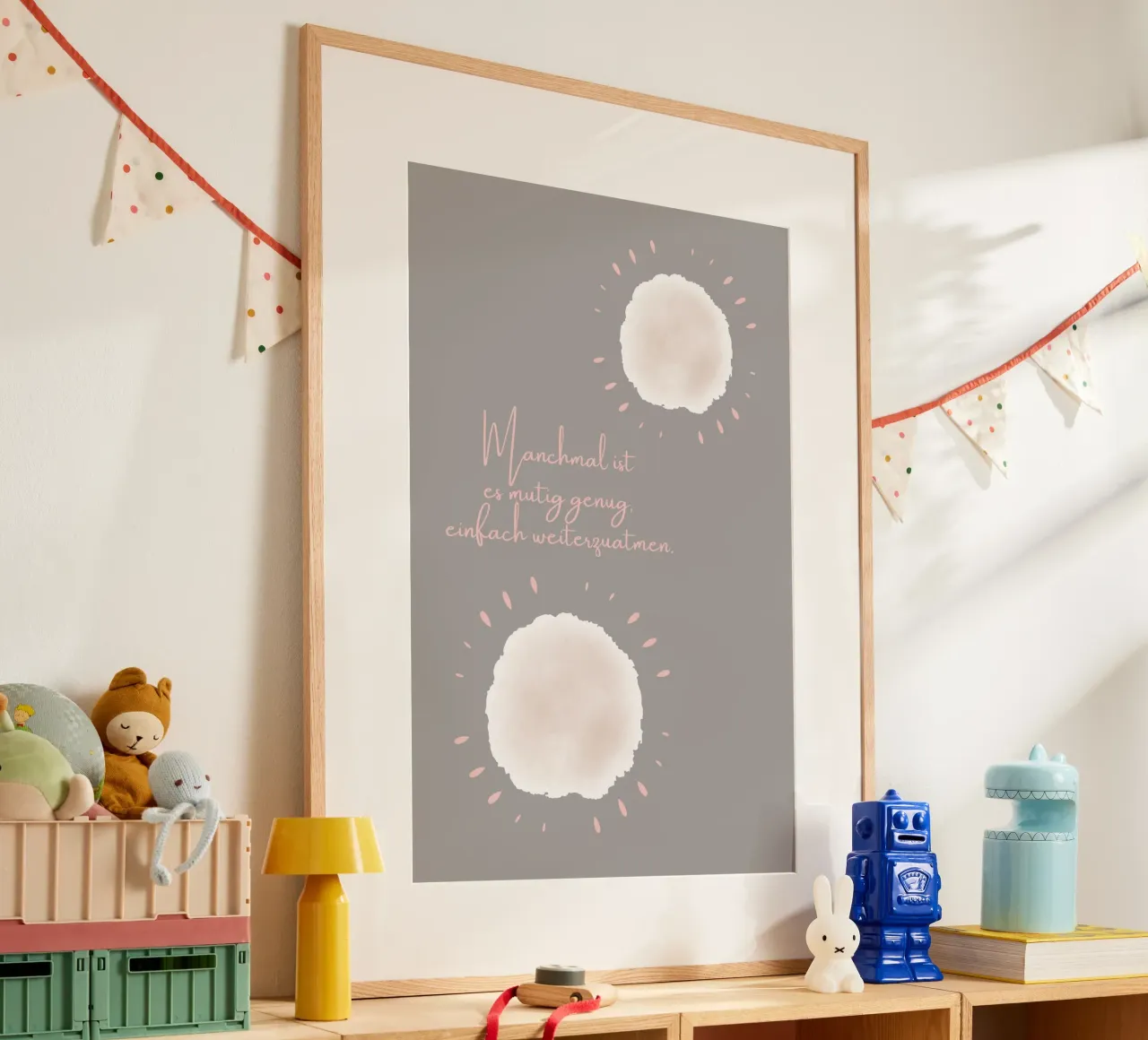 Manchmal ist es mutig... poster con telaio in plastica da AESTHETIC VIBES by Isabel