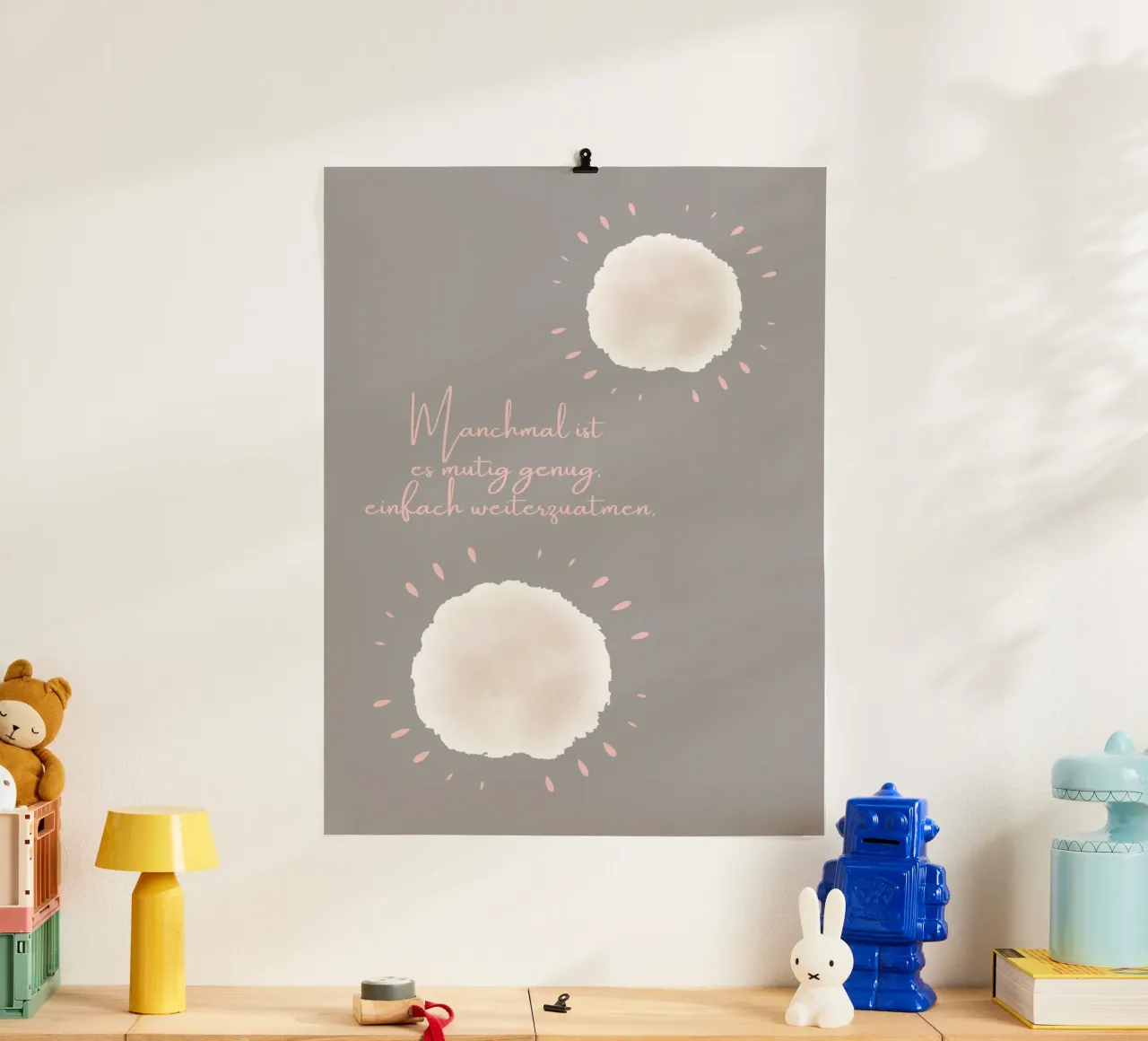 Manchmal ist es mutig... poster con telaio in plastica da AESTHETIC VIBES by Isabel