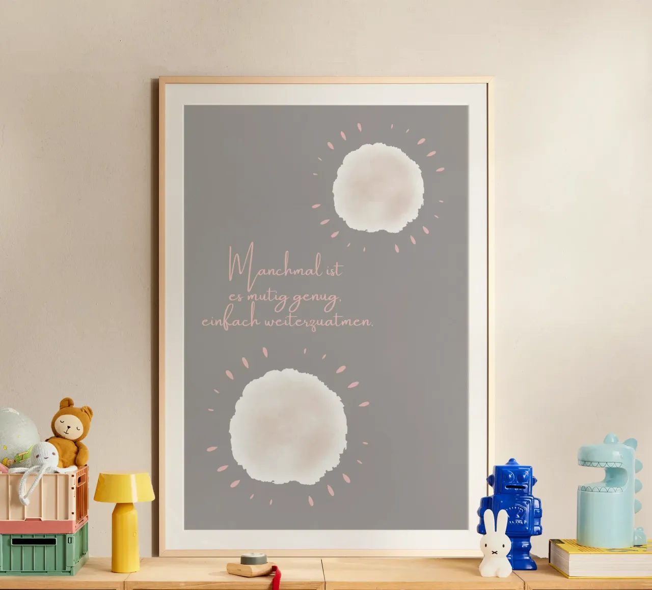 Manchmal ist es mutig... poster con telaio in plastica da AESTHETIC VIBES by Isabel
