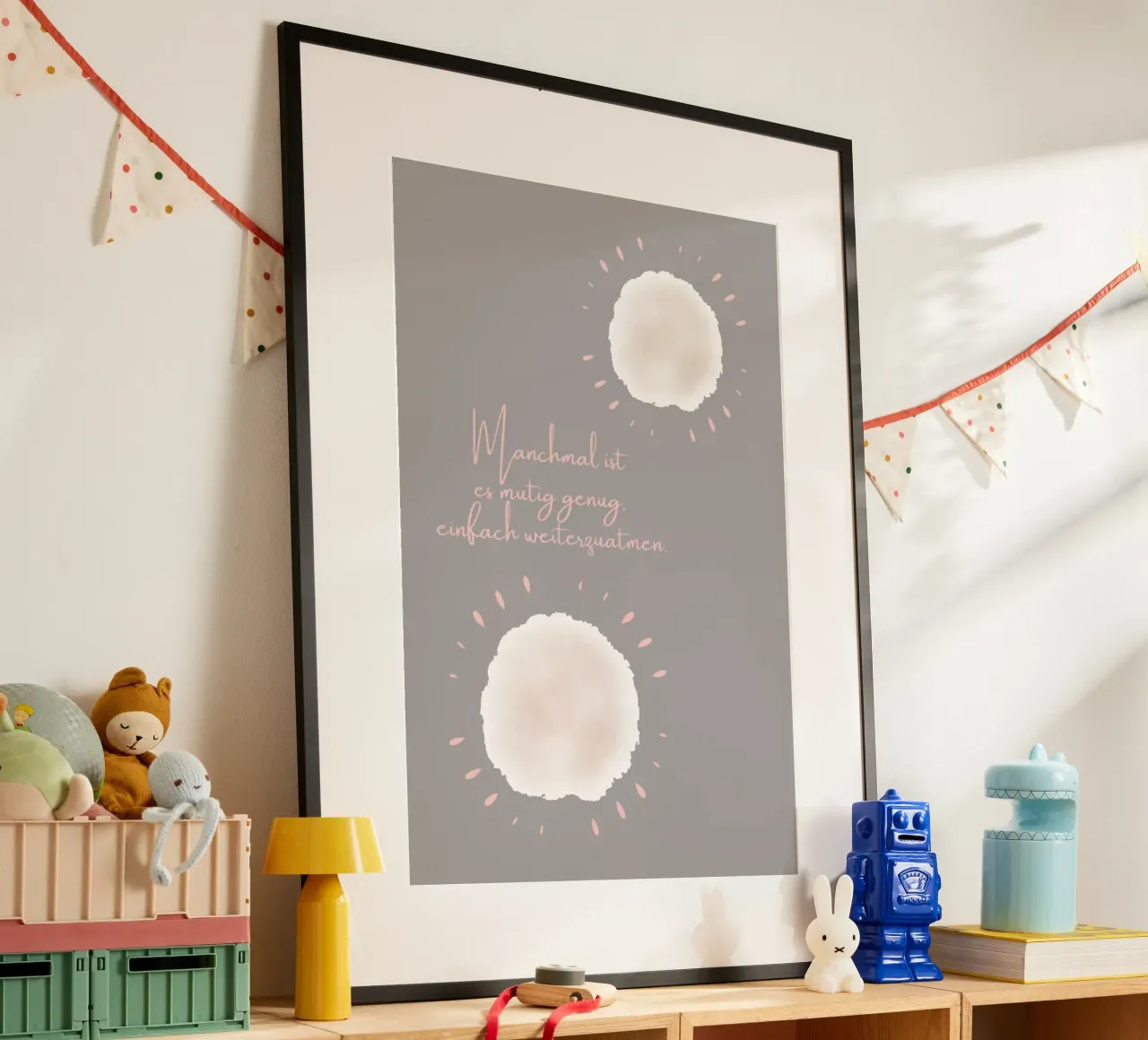Manchmal ist es mutig... poster con telaio in plastica da AESTHETIC VIBES by Isabel