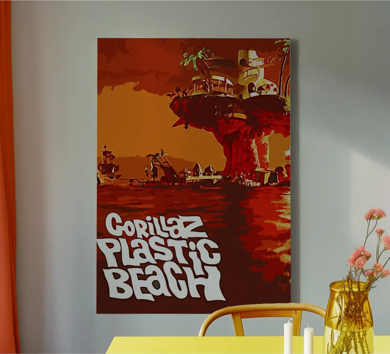 Gorillaz Cover Beach tela con Cornice a cassetta da Ad Nna Rock