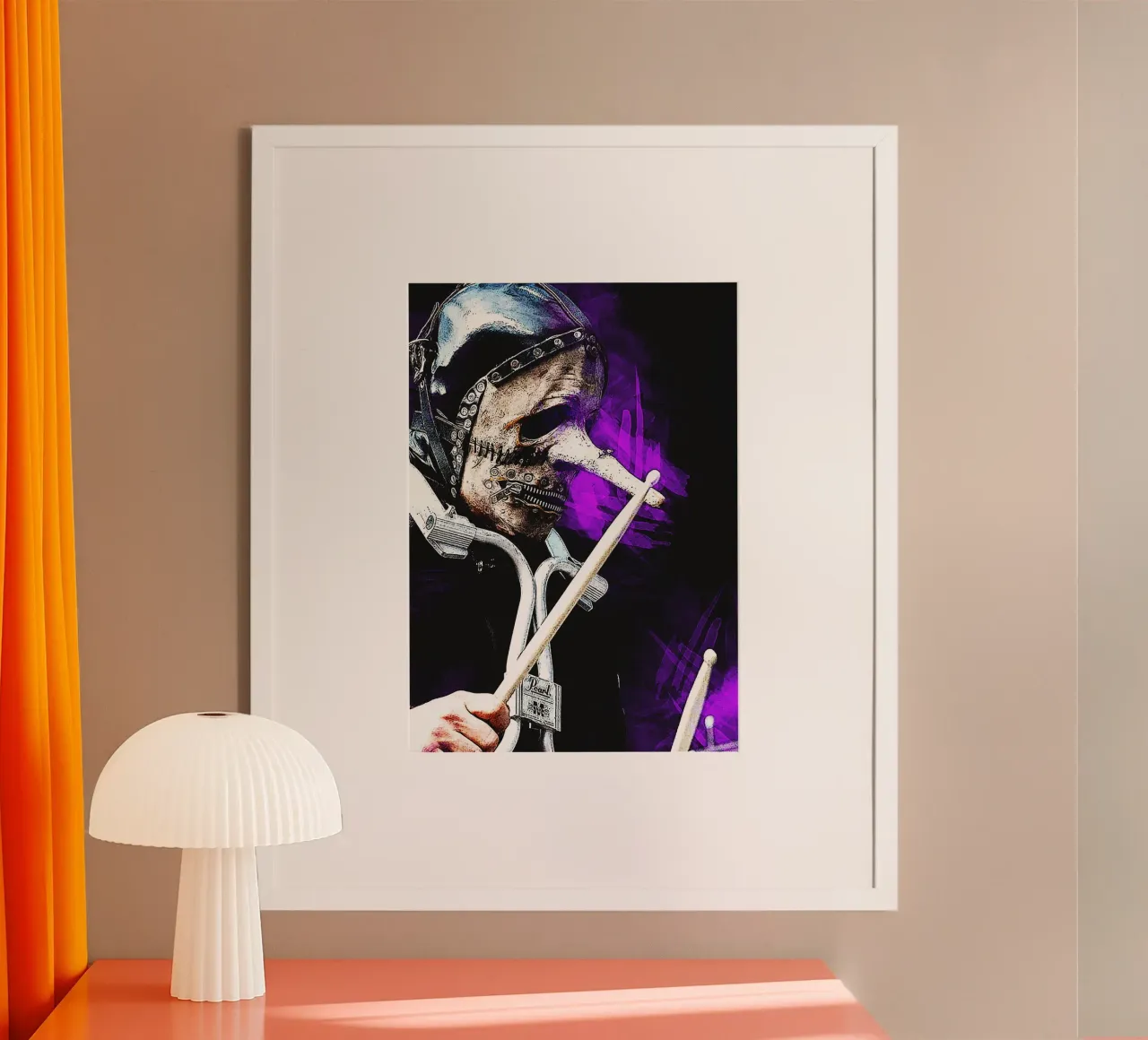 Drumer Heavy Metal poster con telaio in alluminio da Ad Nna Rock