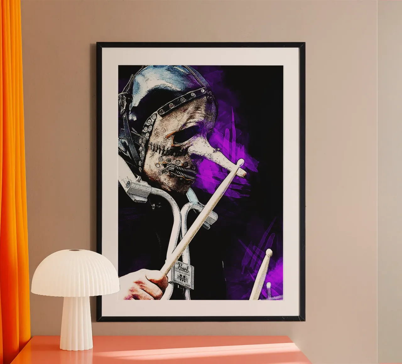 Drumer Heavy Metal poster con telaio in alluminio da Ad Nna Rock