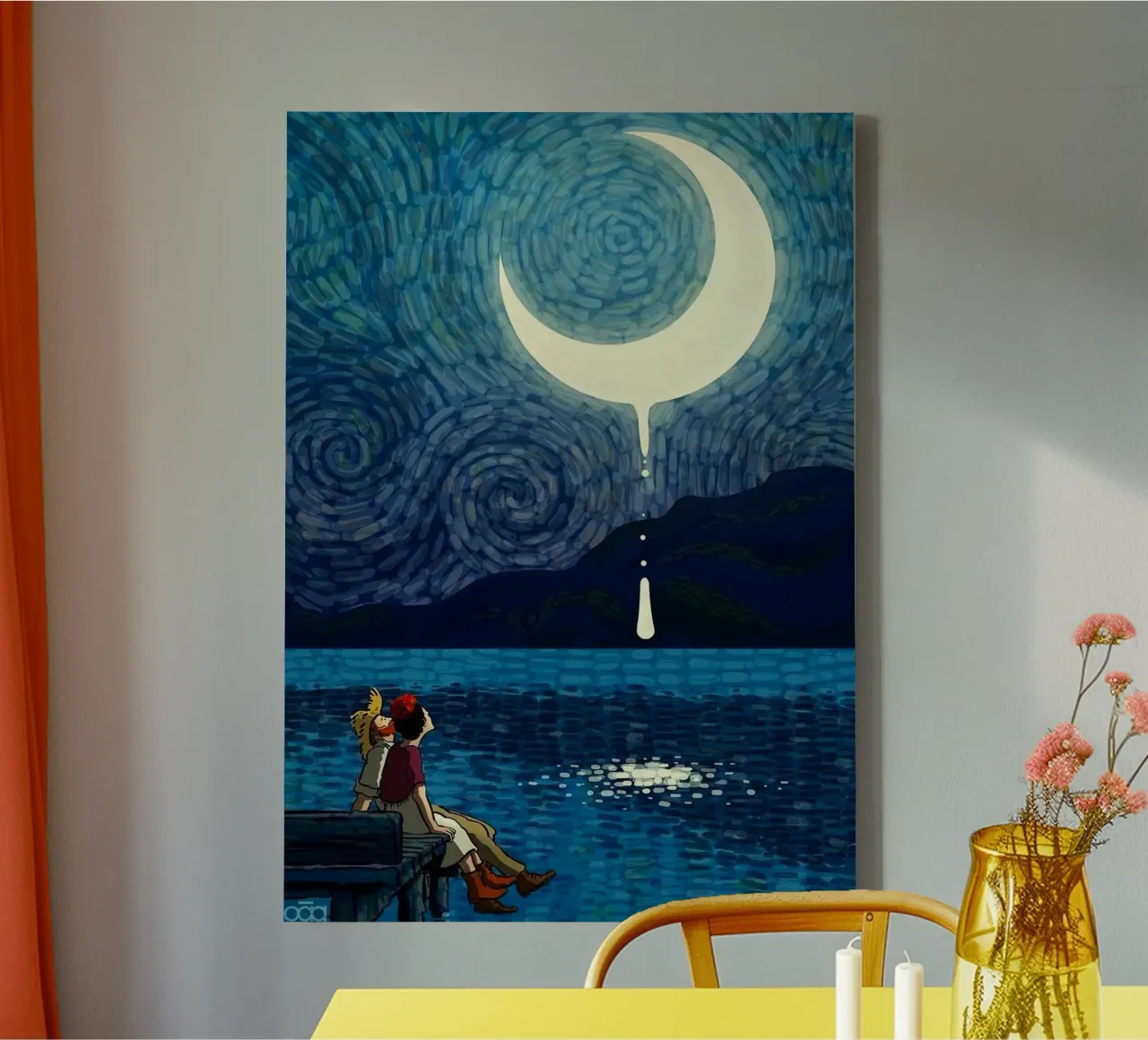 view the moon tela con Cornice a cassetta da mip of map