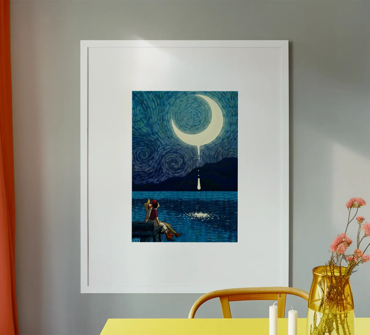 view the moon poster con telaio in alluminio da mip of map