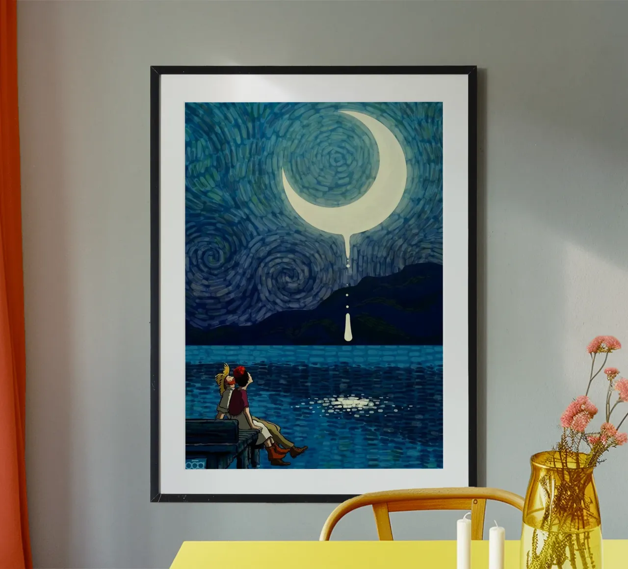 view the moon poster con telaio in alluminio da mip of map