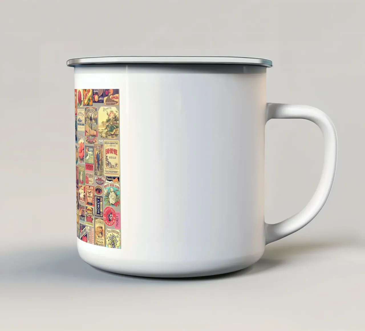 Set di etichette retrò vintage tazza in smalto da Eva Nev