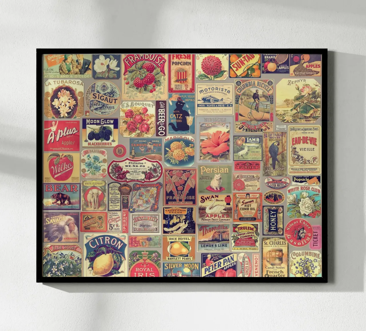 Set di etichette retrò vintage poster con telaio in plastica da Eva Nev