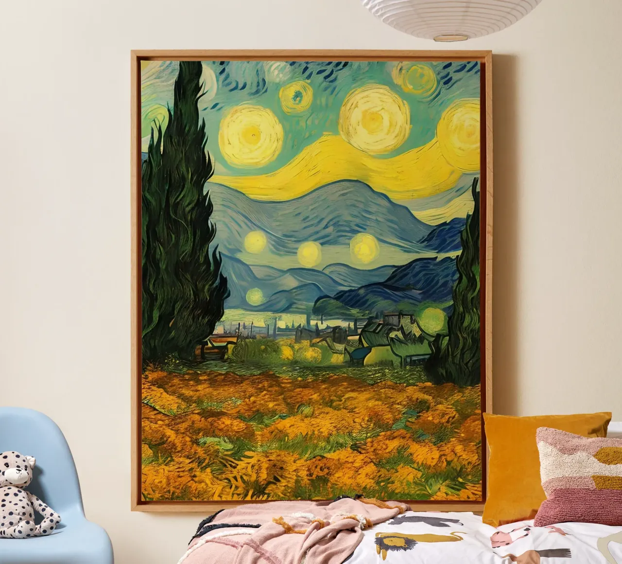 the full moon tela con Cornice a cassetta da mip of map