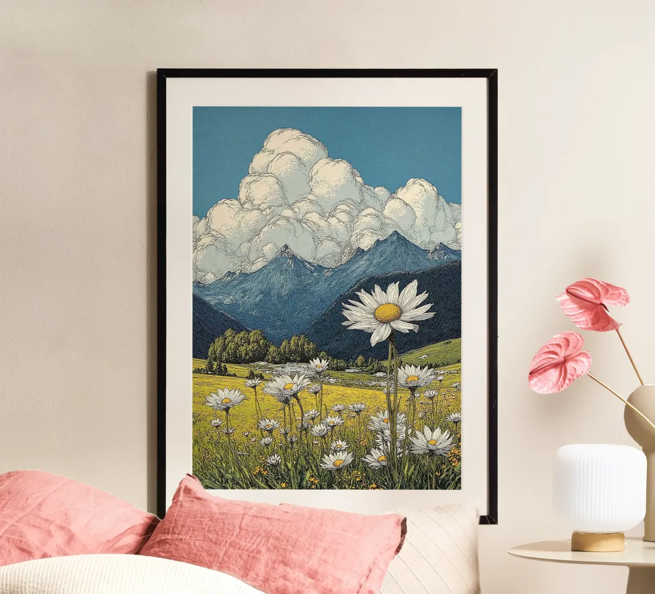 sun flower poster con telaio in plastica da mip of map
