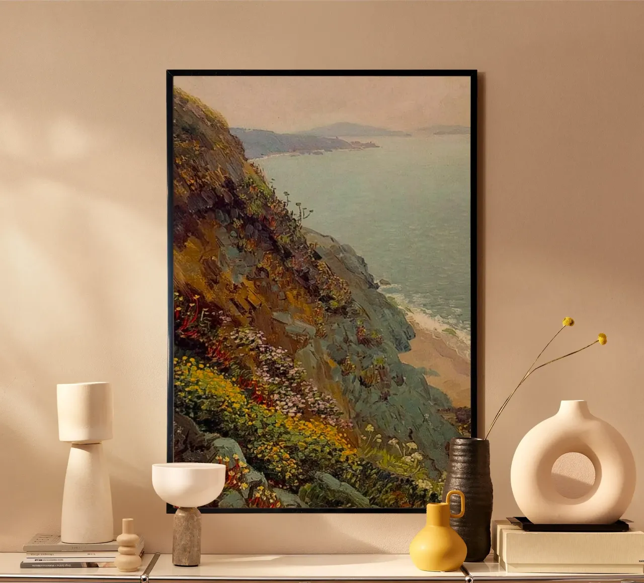 hillside full of flowers poster con telaio in plastica da mip of map