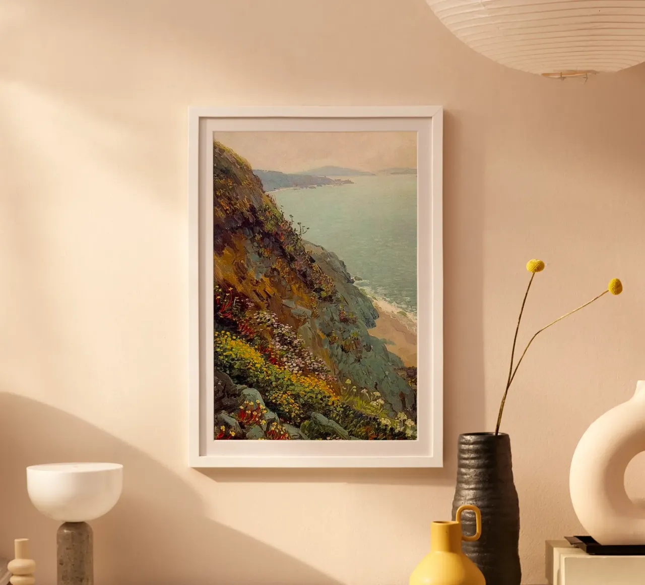hillside full of flowers poster con telaio in plastica da mip of map