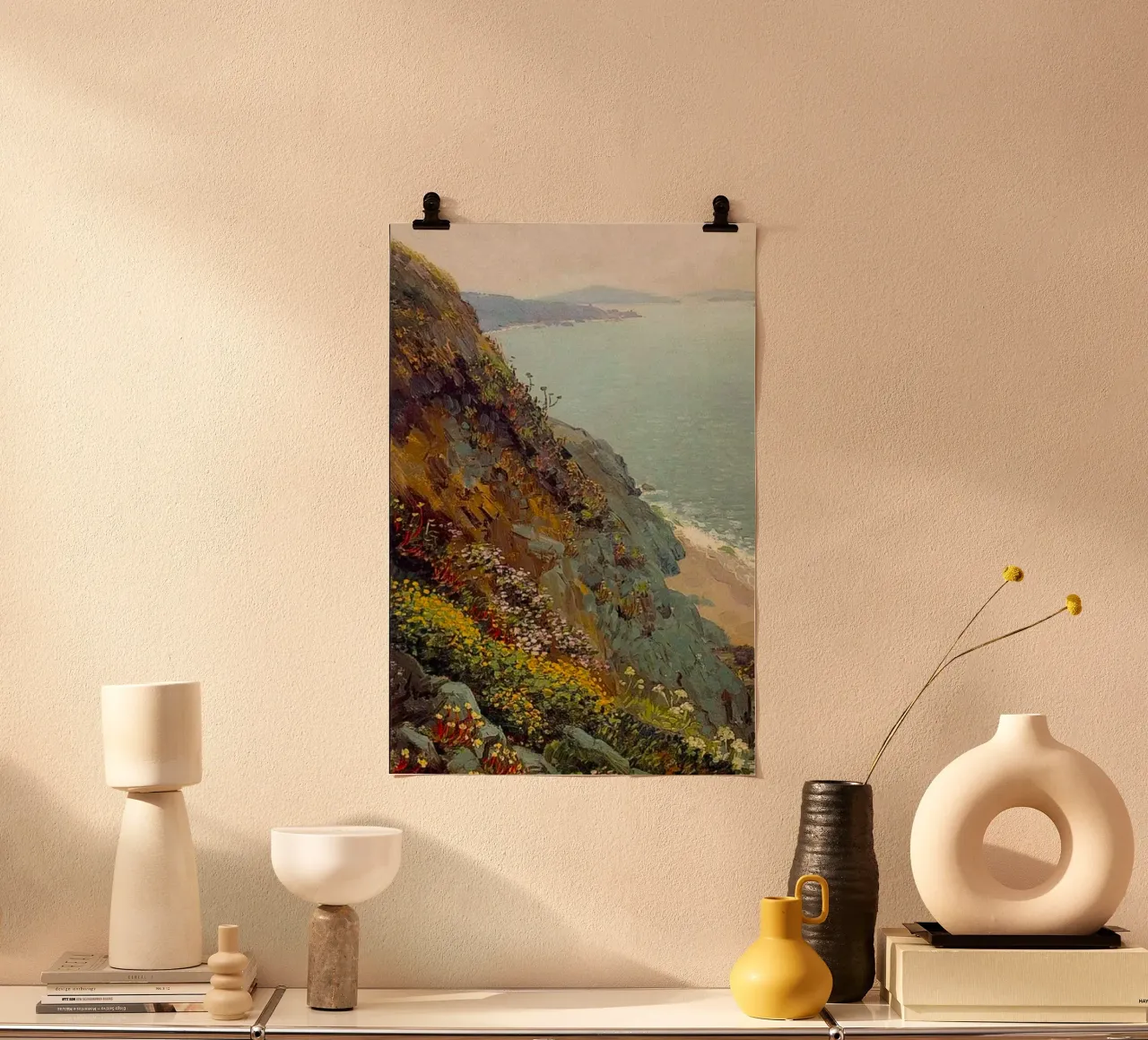 hillside full of flowers poster con telaio in plastica da mip of map