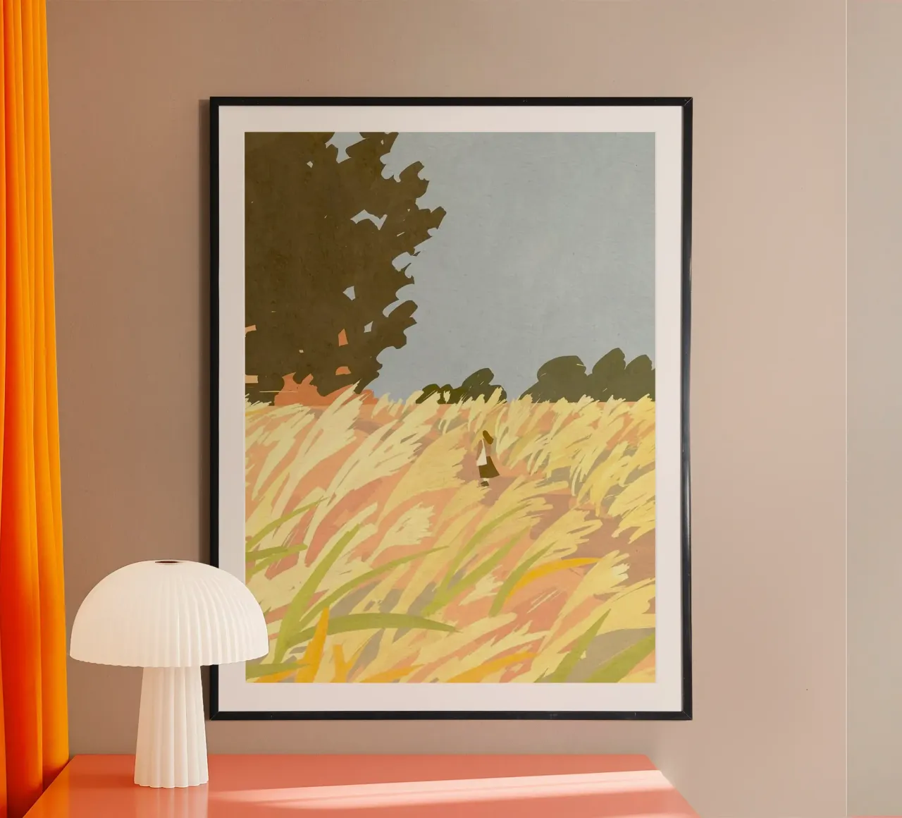 single in the field poster con telaio in legno da mip of map