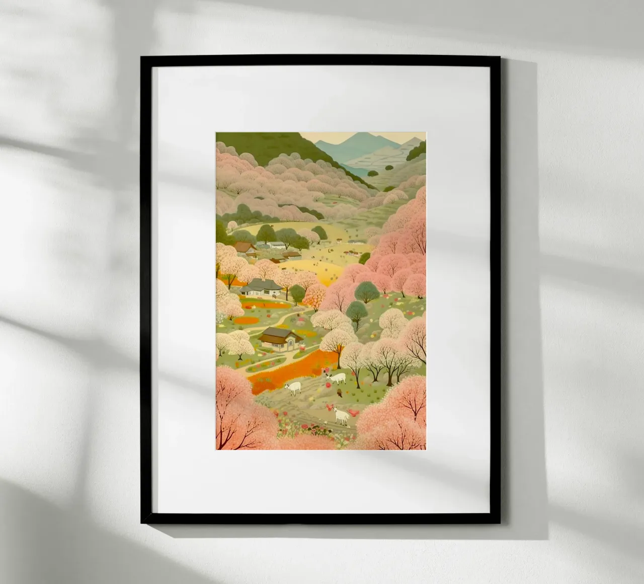pink tree poster con telaio in legno da mip of map