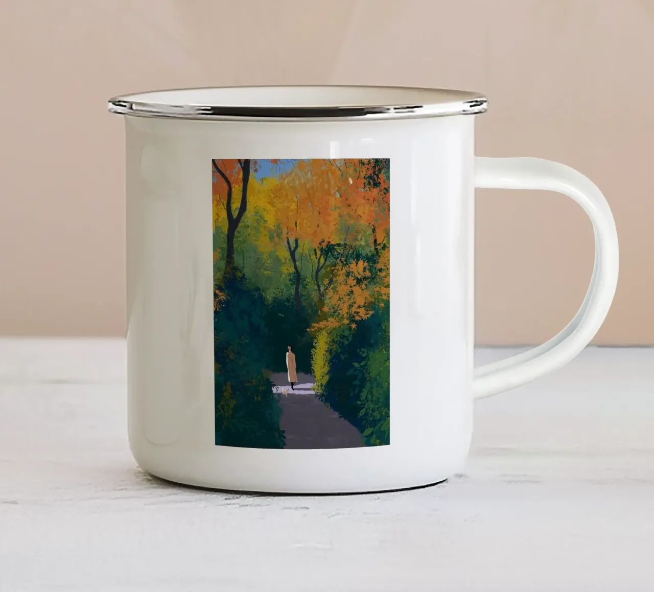 autumn calm walking tazza in smalto da mip of map