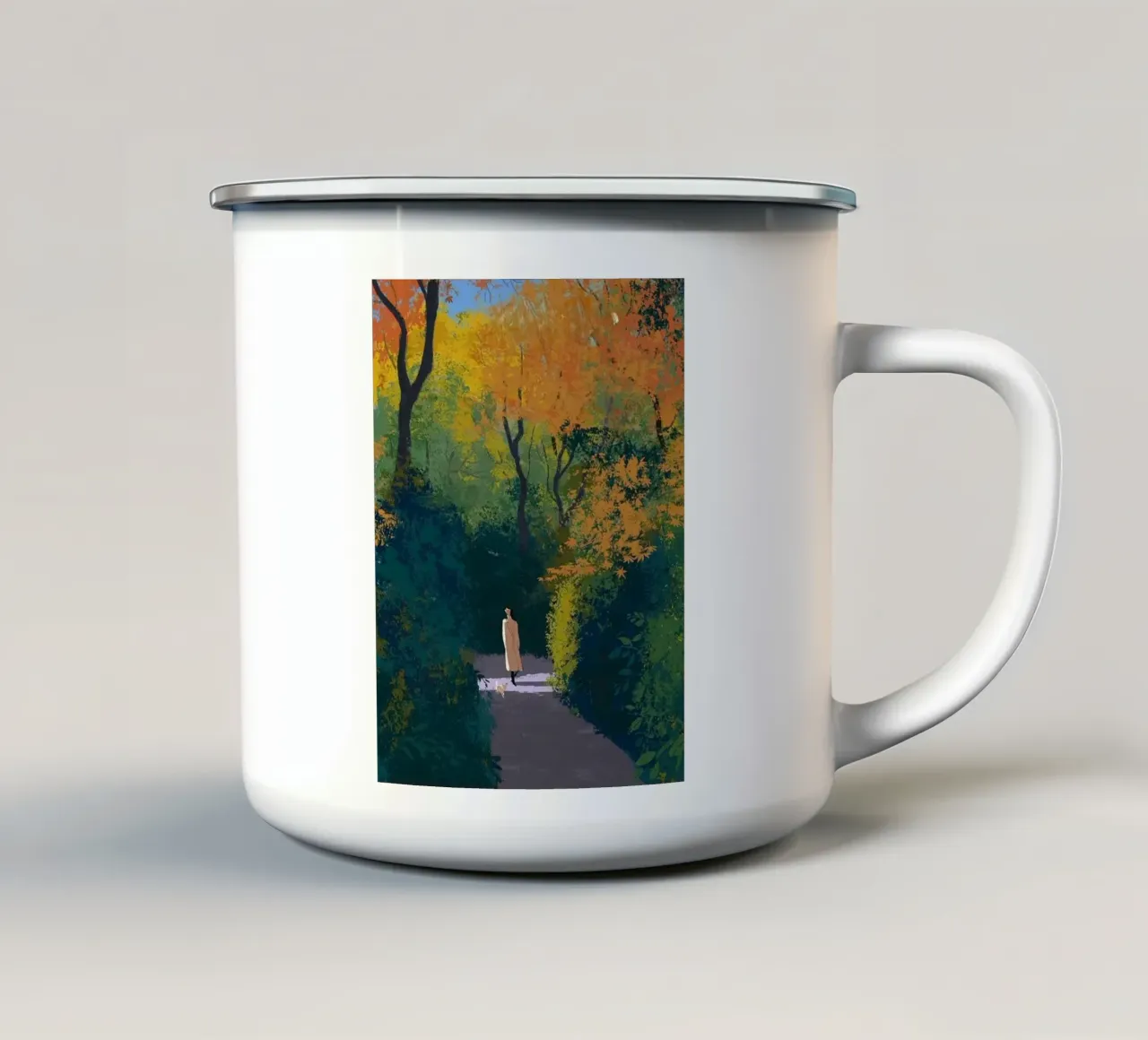 autumn calm walking tazza in smalto da mip of map
